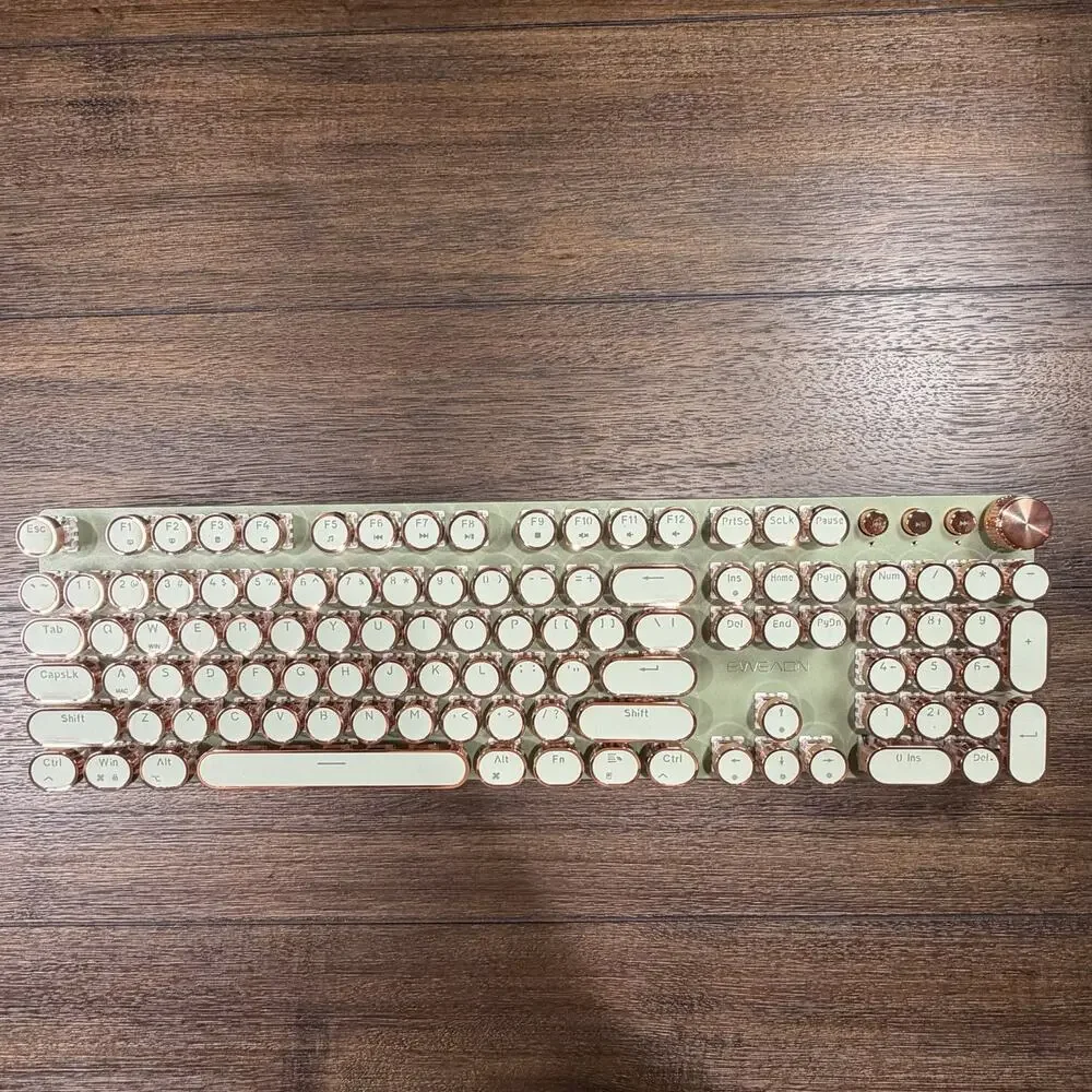 EWEADN V20 Retro Mechanical Keyboard Green Rose Gold 104 Key USB-C Backlit
